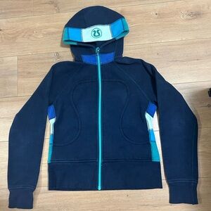 Lululemon Scuba Hoodie Full Zip Navy Teal Colorblock Size 8